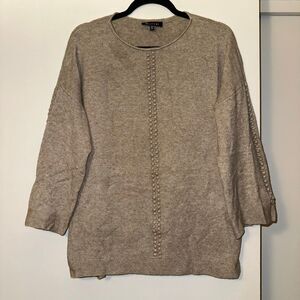 Sisters Brand Women’s S/M Super Soft Sweater 3/4 Sleeve Pom Detail Gently Worn